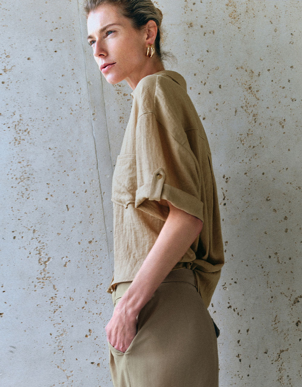 Lapel V-Neck Loose Shirt