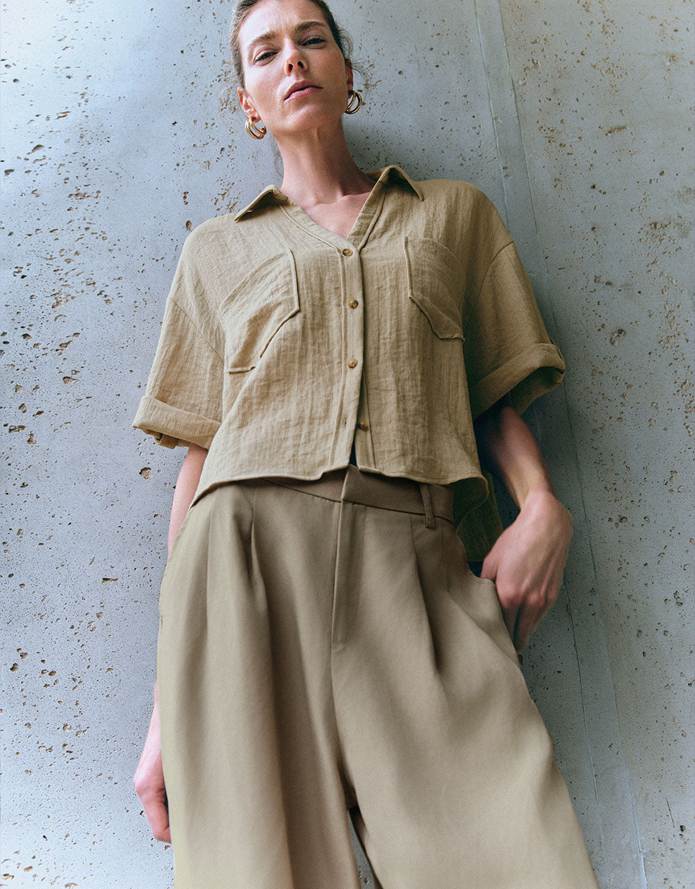 Lapel V-Neck Loose Shirt