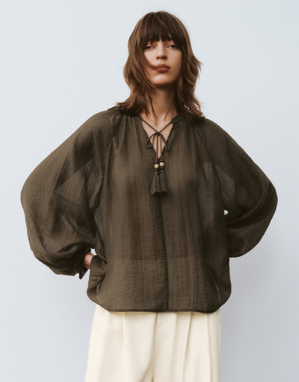 V-Neck Loose Blouse