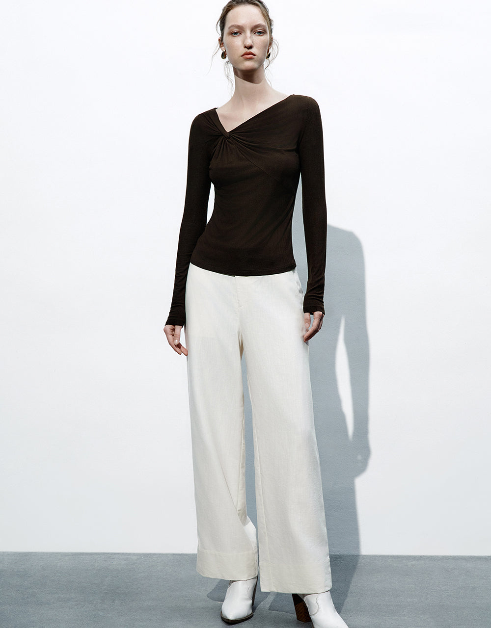 Asymmetric One Shoulder Knitted T-Shirt