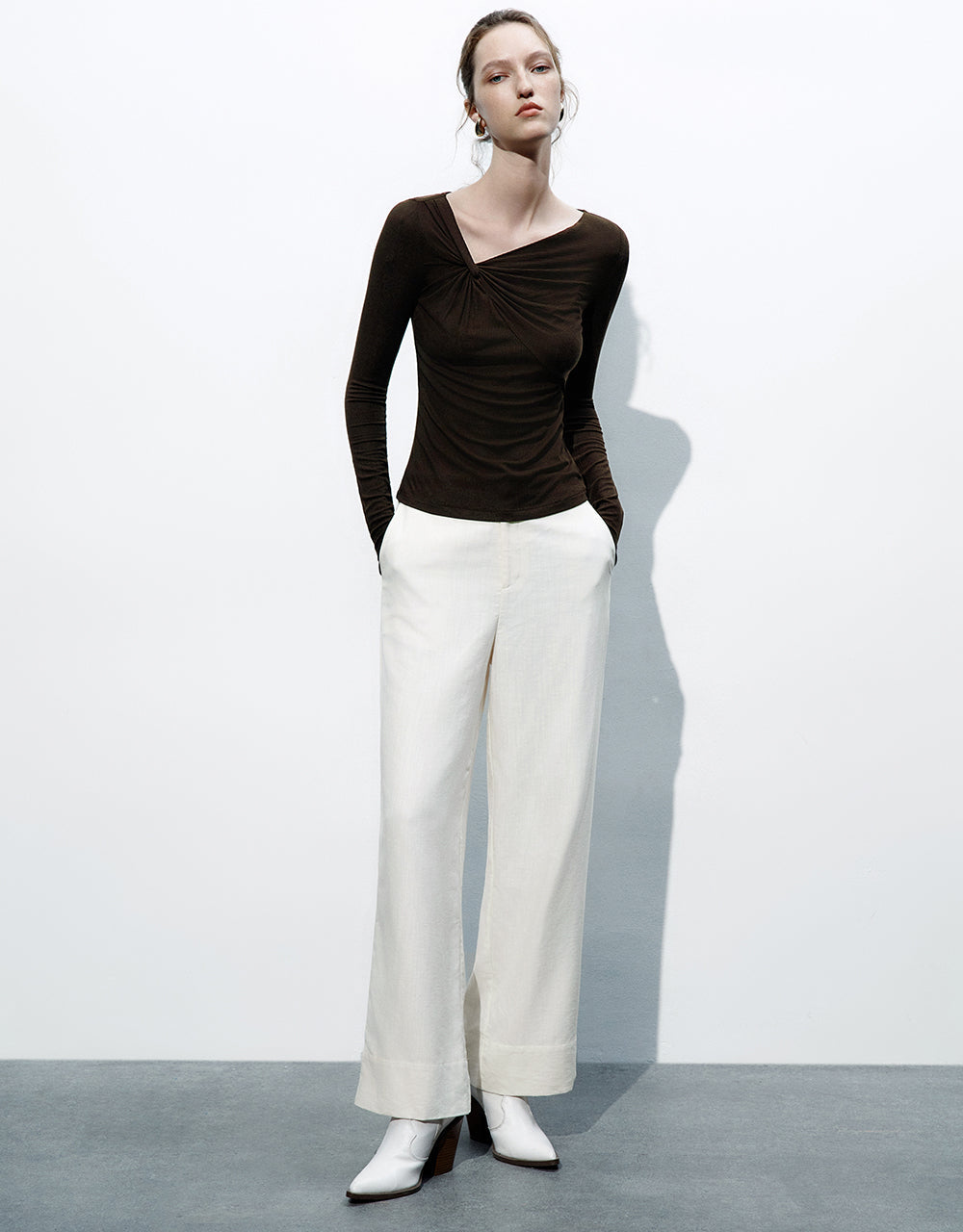 Asymmetric One Shoulder Knitted T-Shirt