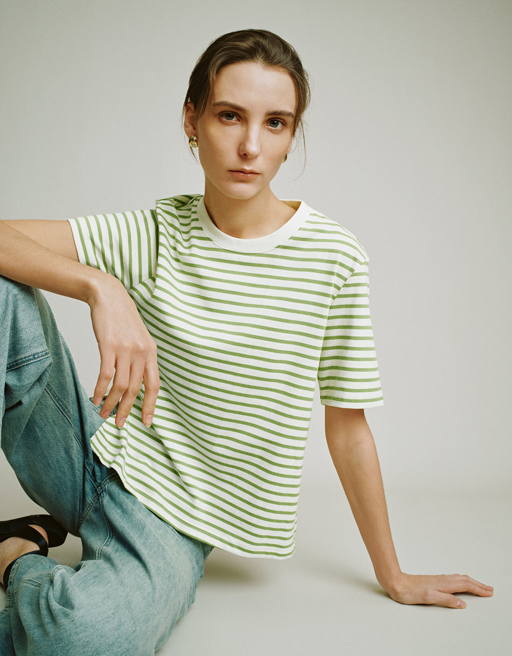 Striped Crew Neck Straight T-Shirt