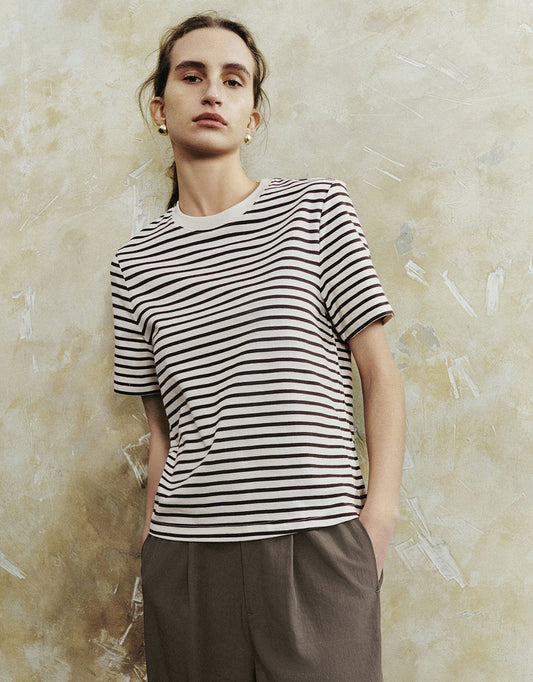 Striped Crew Neck Straight T-Shirt