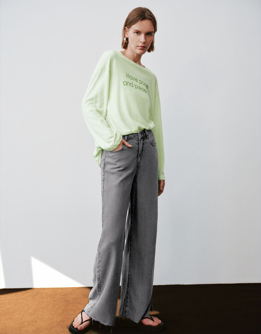 Letter Printed Crew Neck Loose T-Shirt