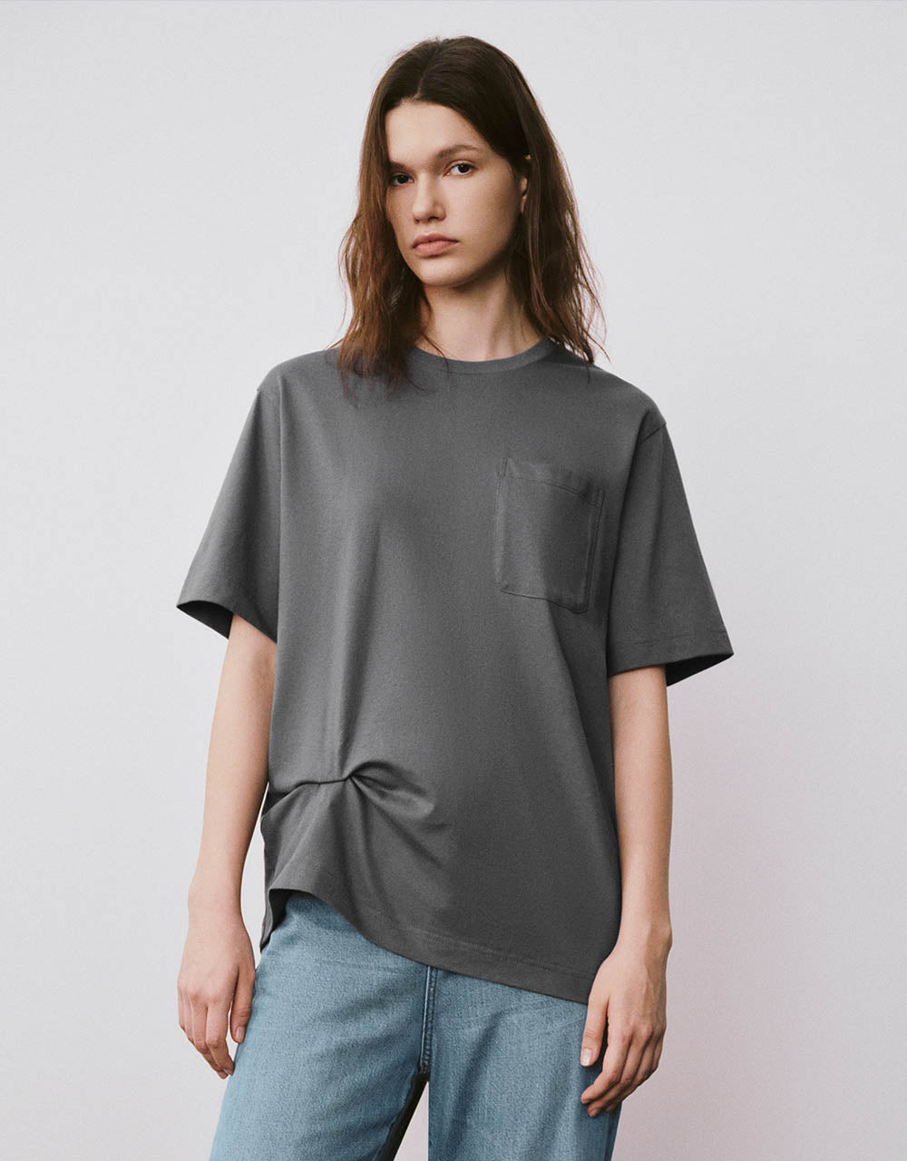 Drop Shoulder Sleeve Crew Neck Loose T-Shirt