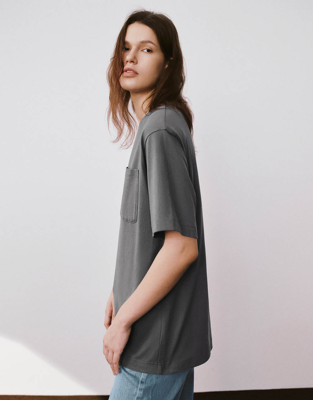 Drop Shoulder Sleeve Crew Neck Loose T-Shirt