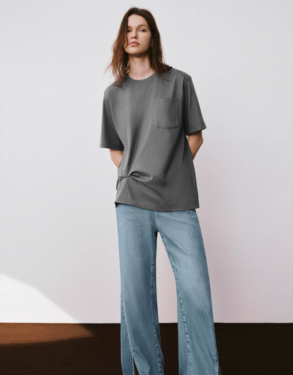 Drop Shoulder Sleeve Crew Neck Loose T-Shirt