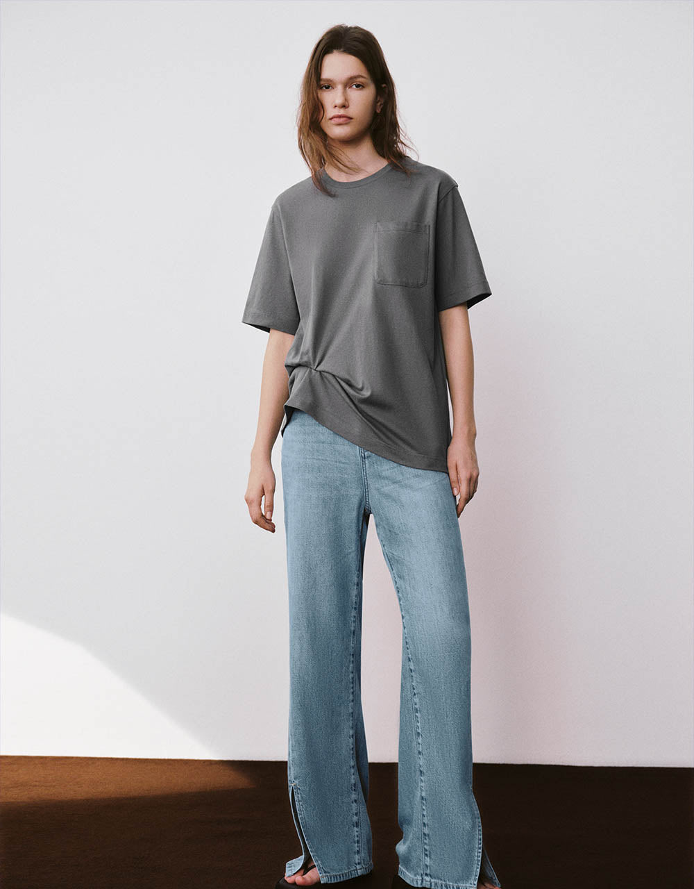 Drop Shoulder Sleeve Crew Neck Loose T-Shirt