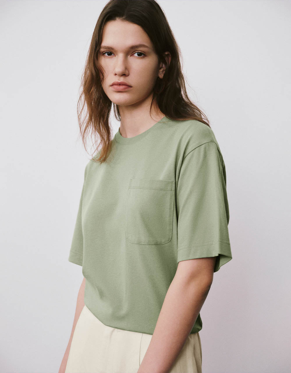 Drop Shoulder Sleeve Crew Neck Loose T-Shirt