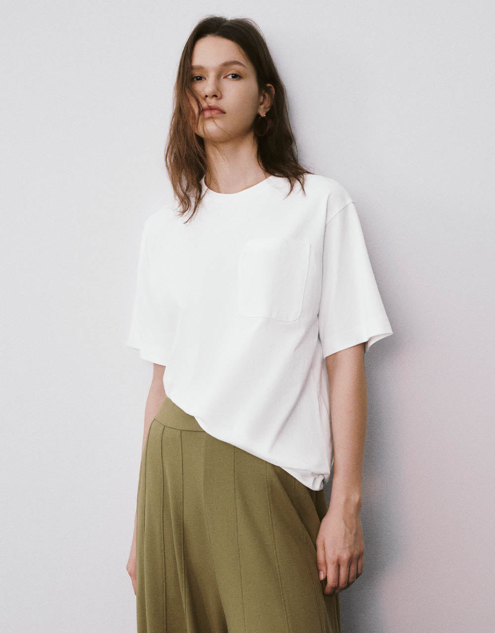 Drop Shoulder Sleeve Crew Neck Loose T-Shirt