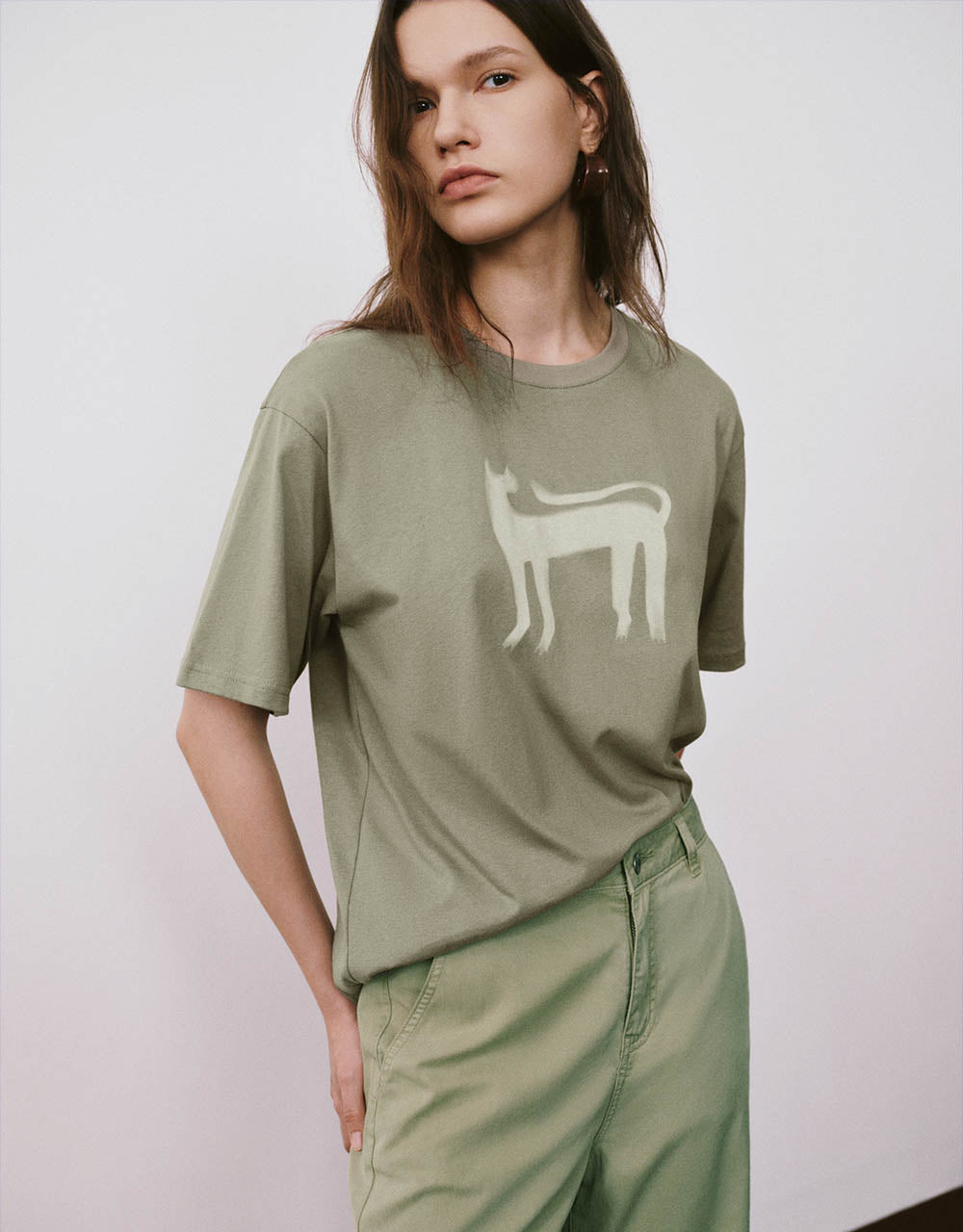 Printed Crew Neck Loose T-Shirt