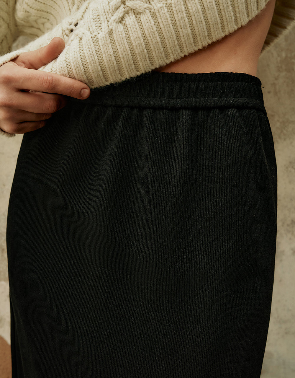 Elastic Waist Knitted Straight Skirt