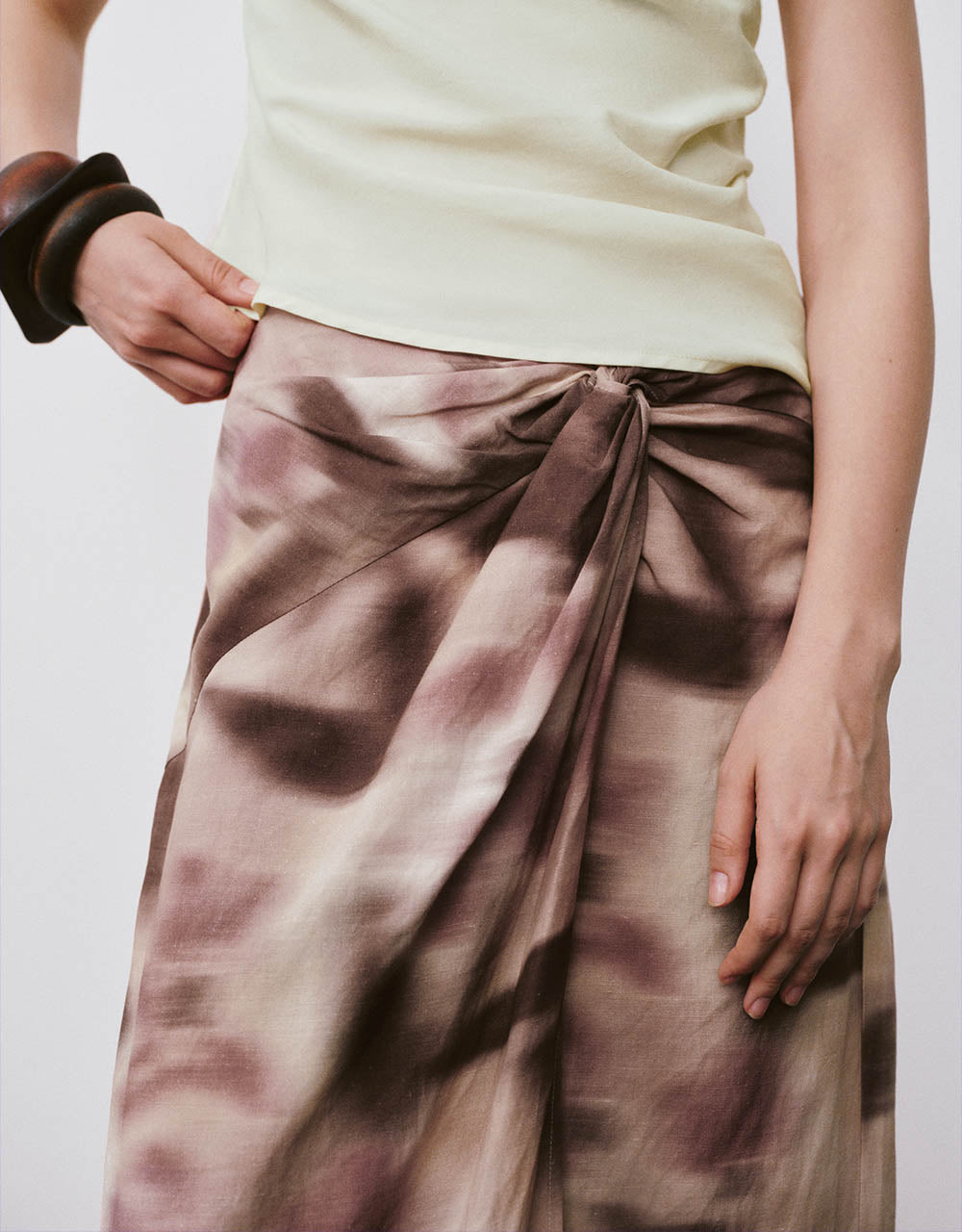 Printed Wrapped Straight Skirt