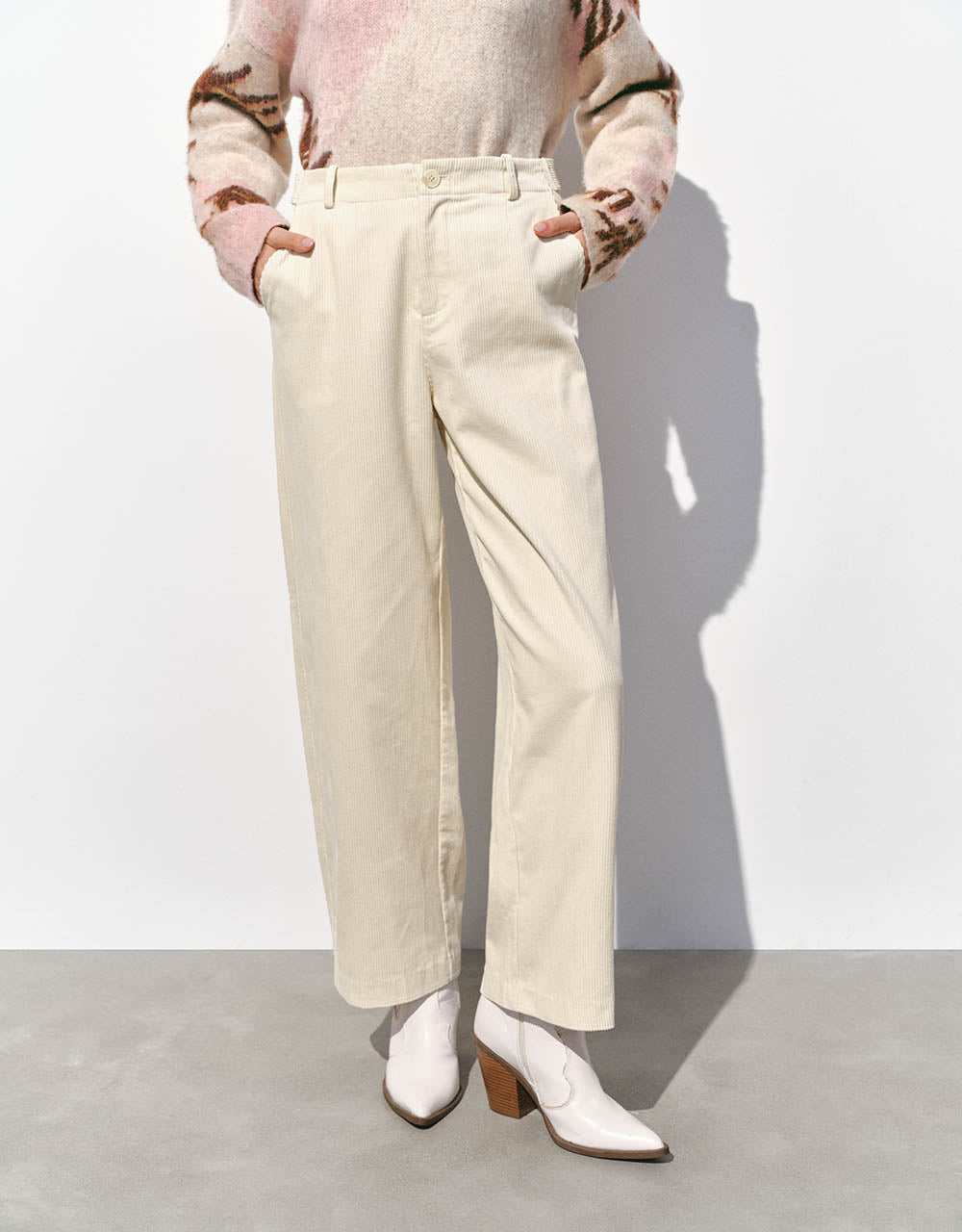 Textured Wide-Leg Pants