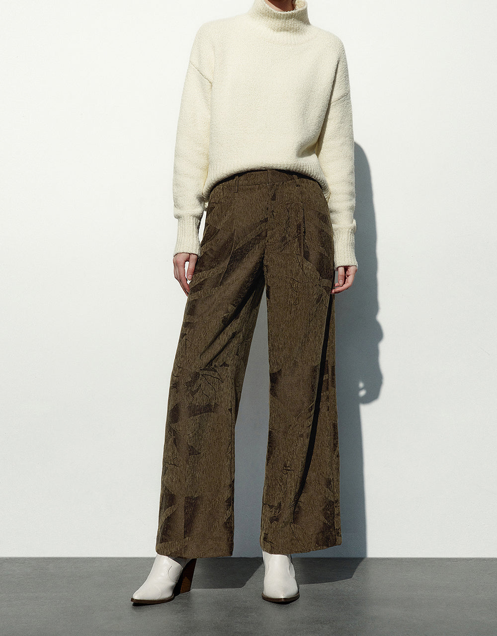 Textured Wide-Leg Pants