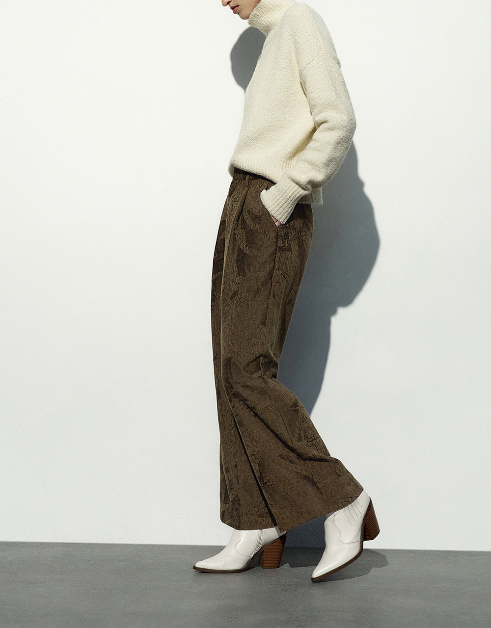 Textured Wide-Leg Pants