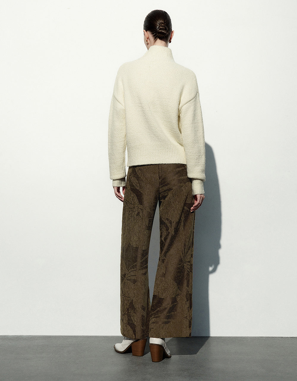 Textured Wide-Leg Pants