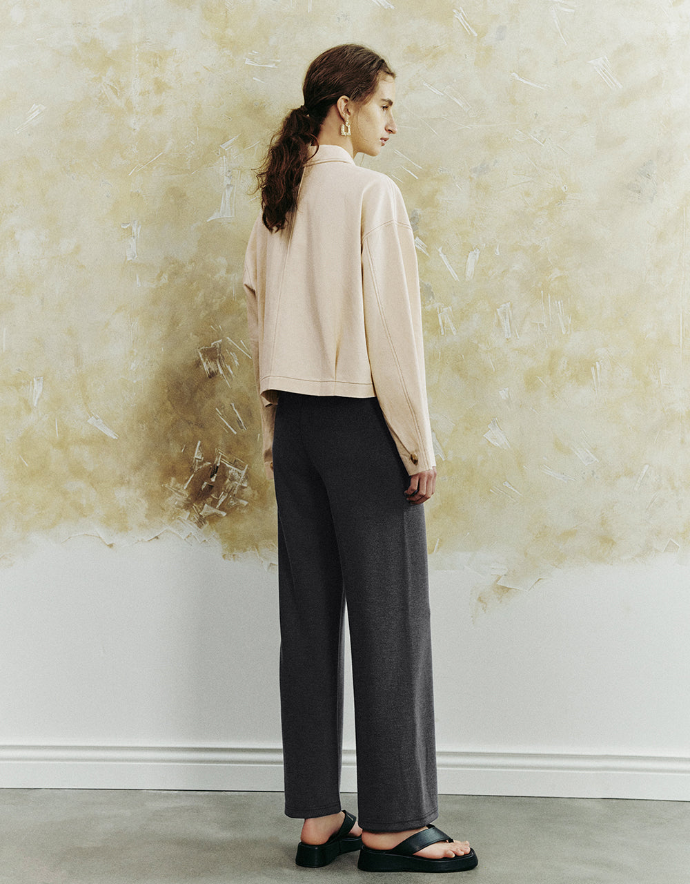 Elastic Waist Knitted Wide-Leg Pants