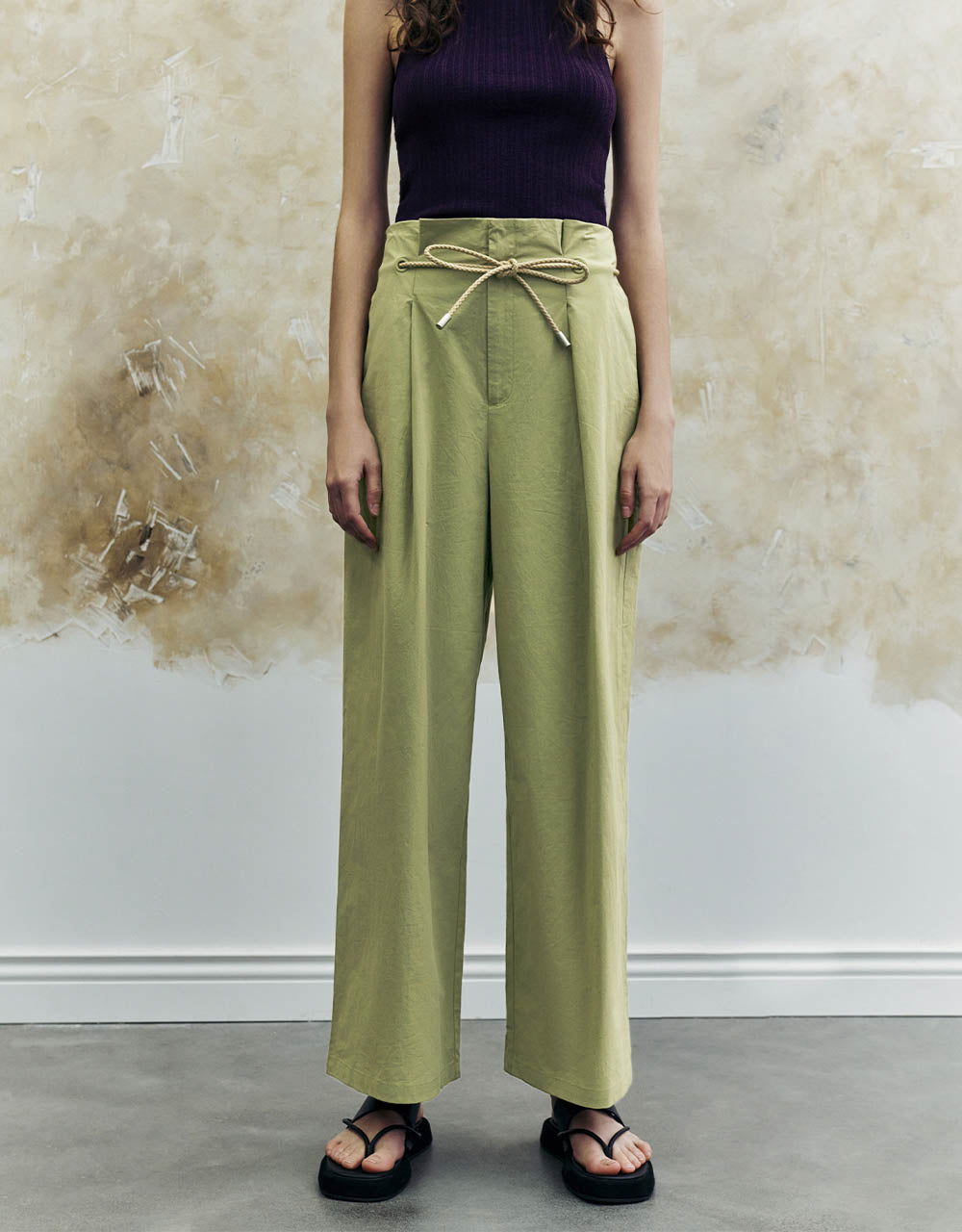 Wide-Leg Pants With Rope