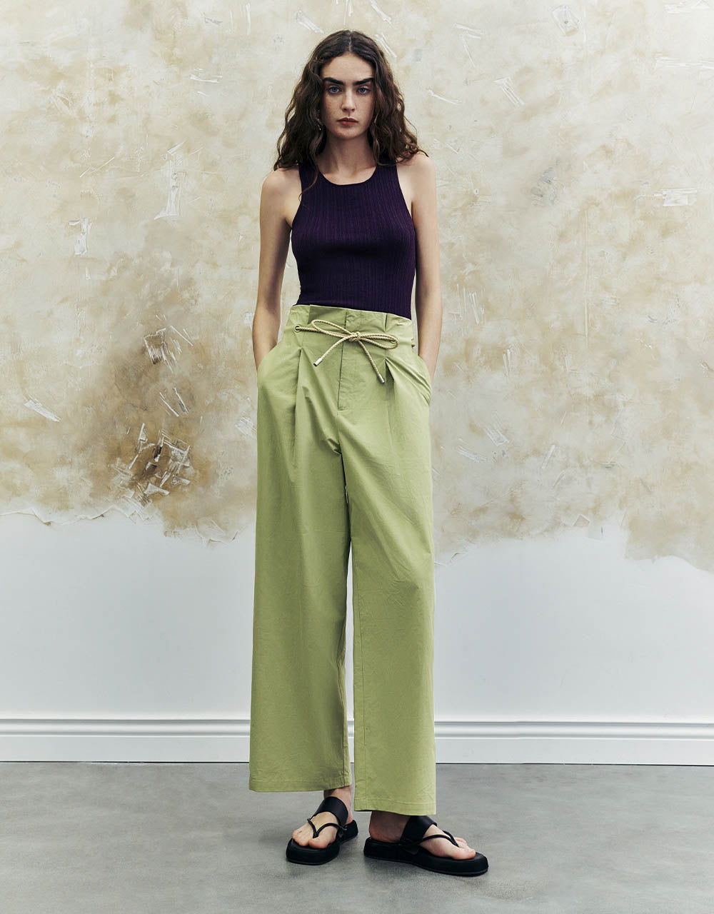 Wide-Leg Pants With Rope