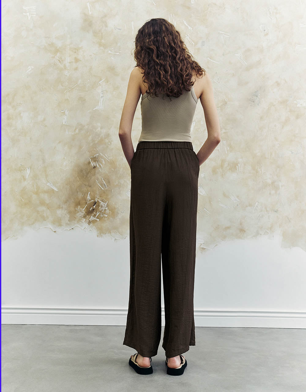 Elastic Waist Wide-Leg Pants