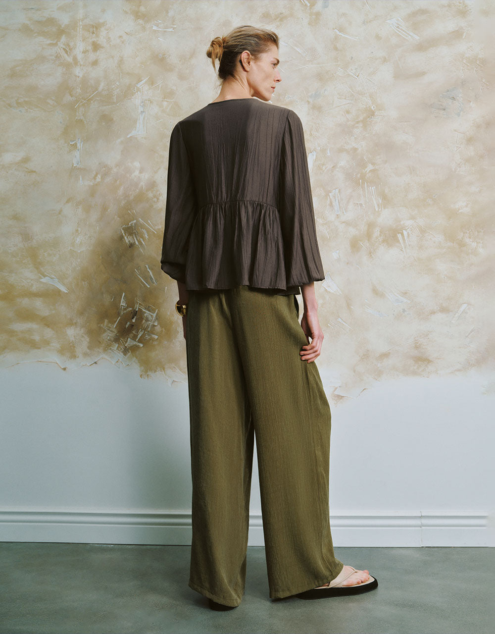 Elastic Waist Wide-Leg Pants