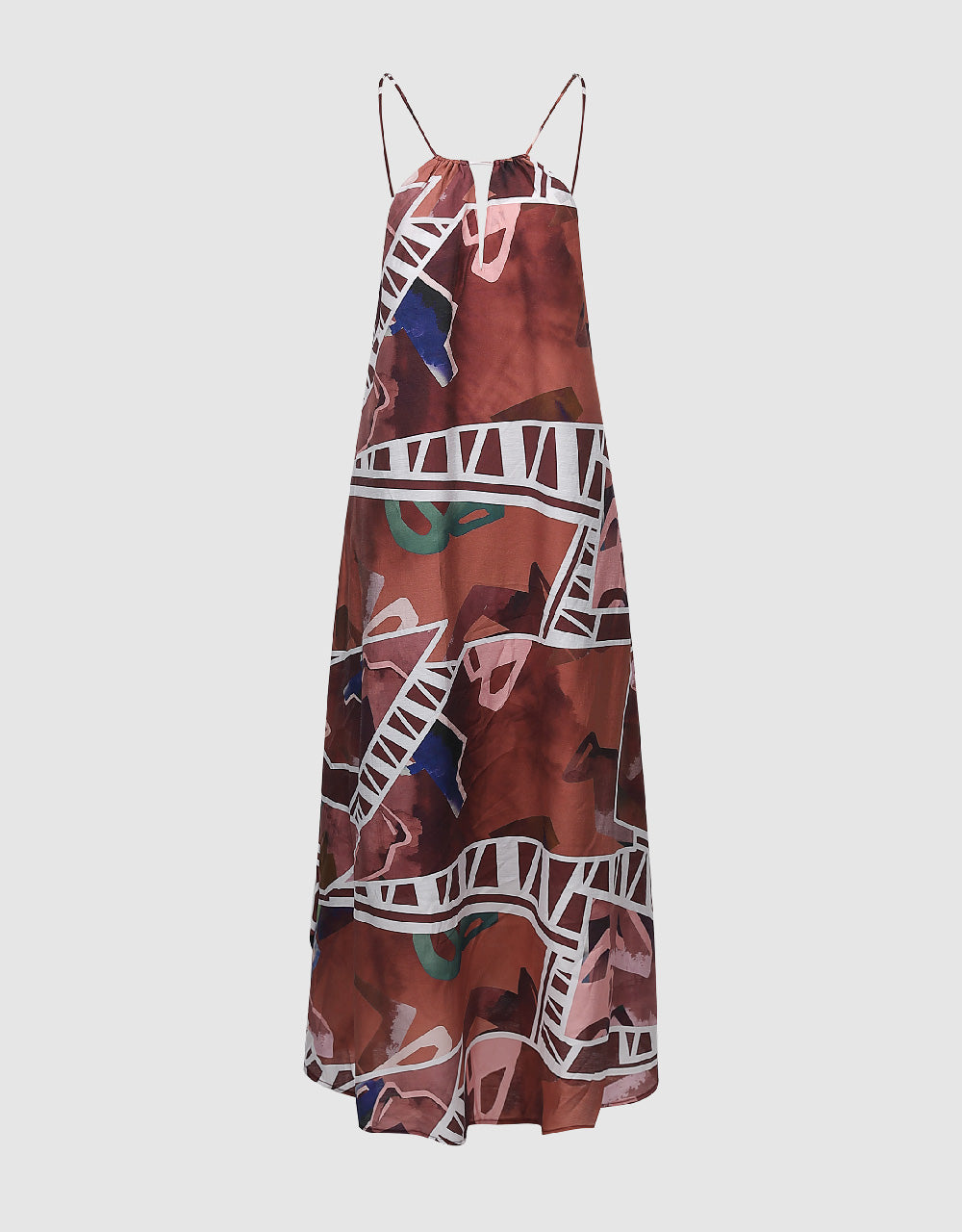 Printed Sleeveless U Neck A-Line Dress