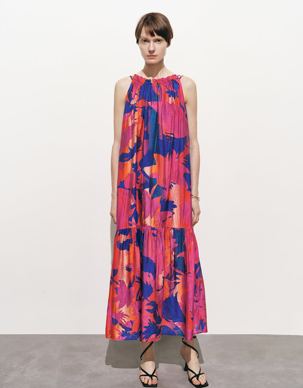 Halter Neck Printed A-Line Dress