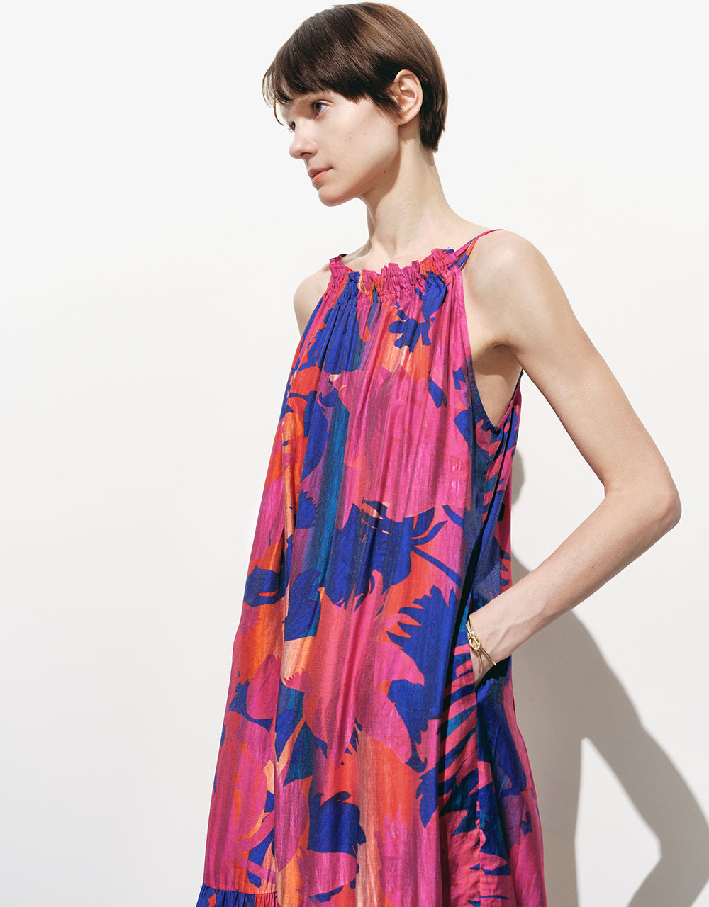 Halter Neck Printed A-Line Dress