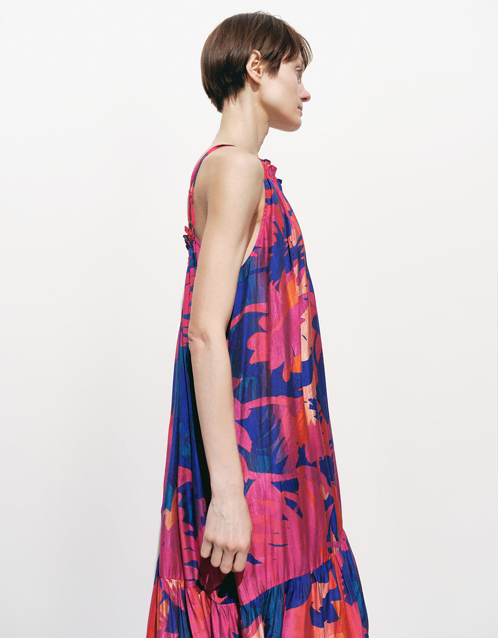 Halter Neck Printed A-Line Dress