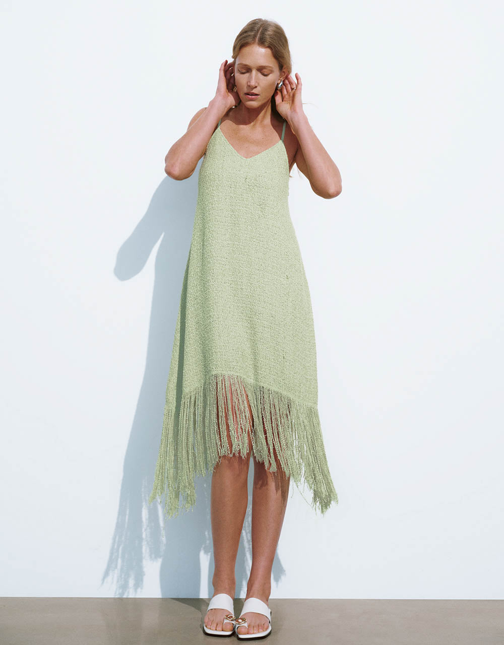 V-Neck A-Line Cami Dress With Tassel