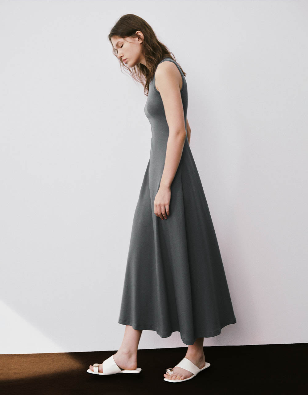 Sleeveless Crew Neck A-Line Dress