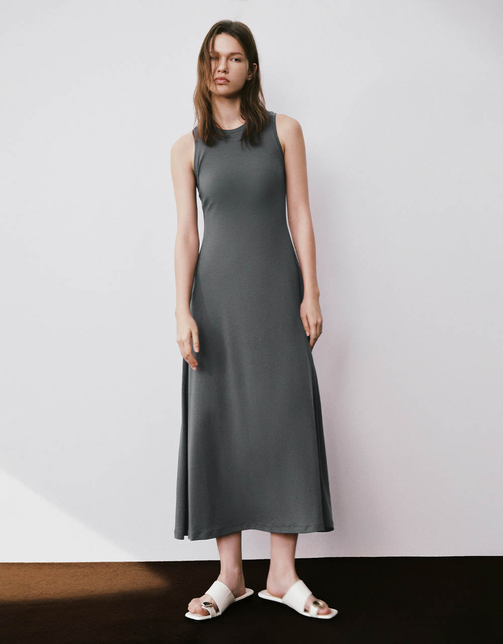 Sleeveless Crew Neck A-Line Dress