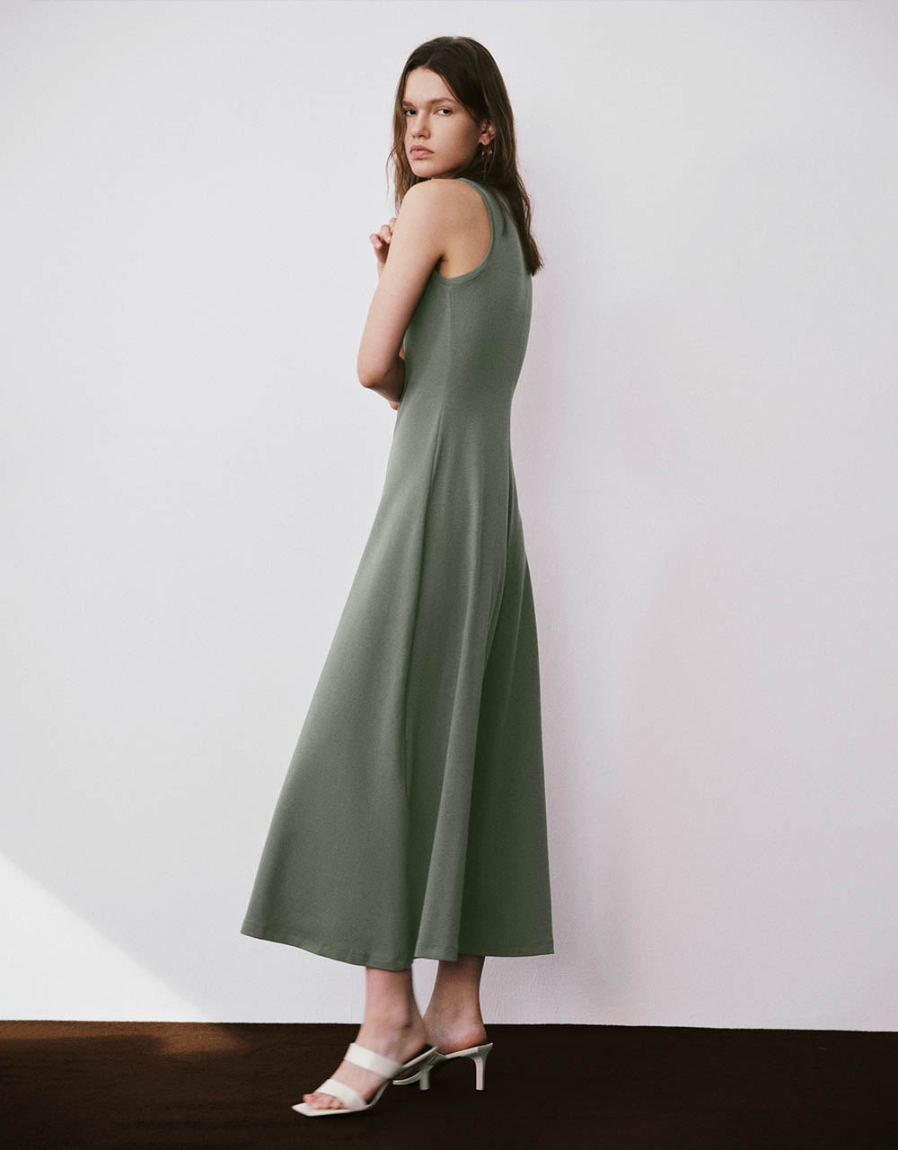 Sleeveless Crew Neck A-Line Dress