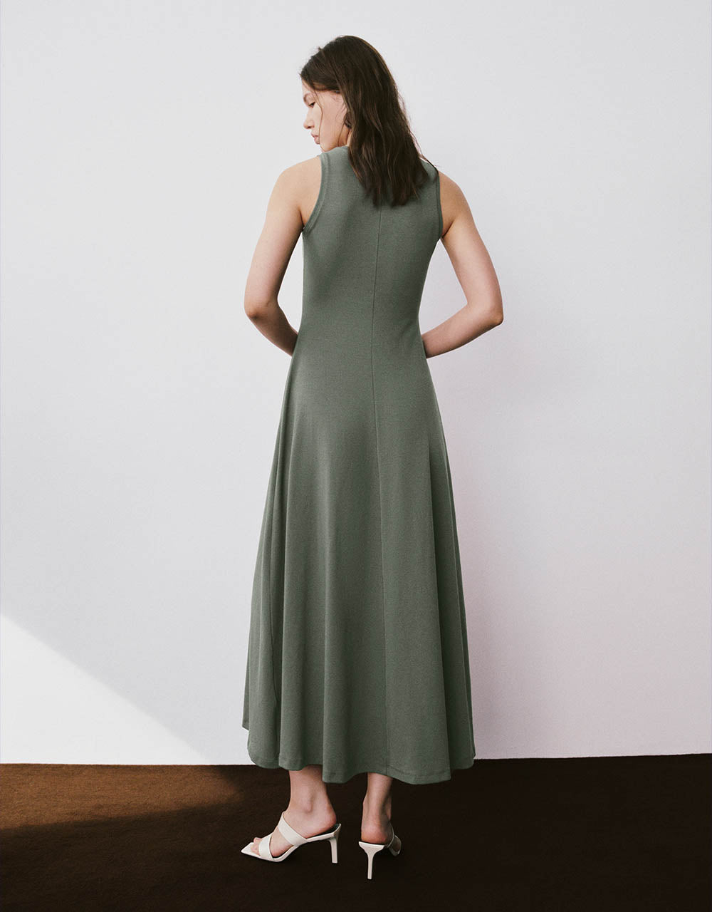 Sleeveless Crew Neck A-Line Dress