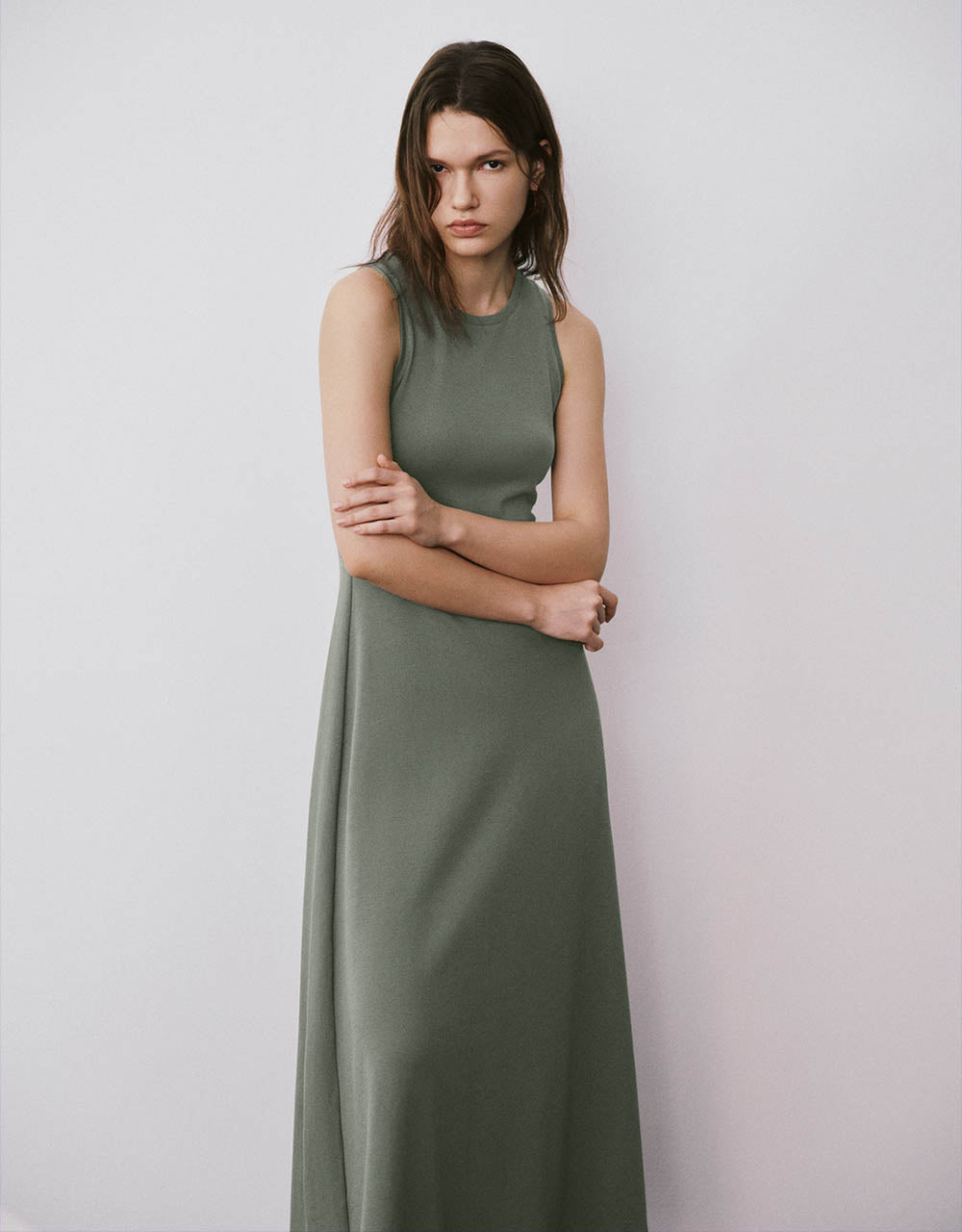 Sleeveless Crew Neck A-Line Dress