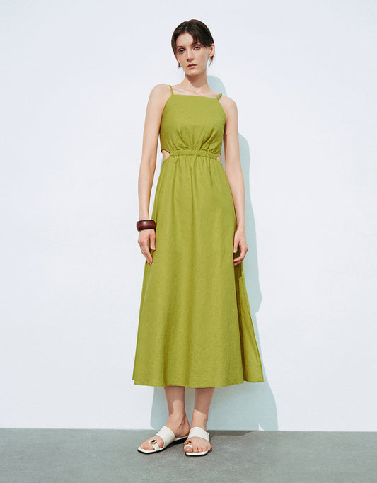 Cut-Out Sleeveless Off-Shoulder A-Line Dress