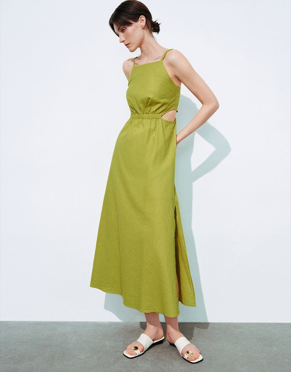 Cut-Out Sleeveless Off-Shoulder A-Line Dress