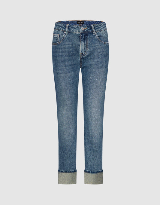 Rolled Up Hem Straight Jeans