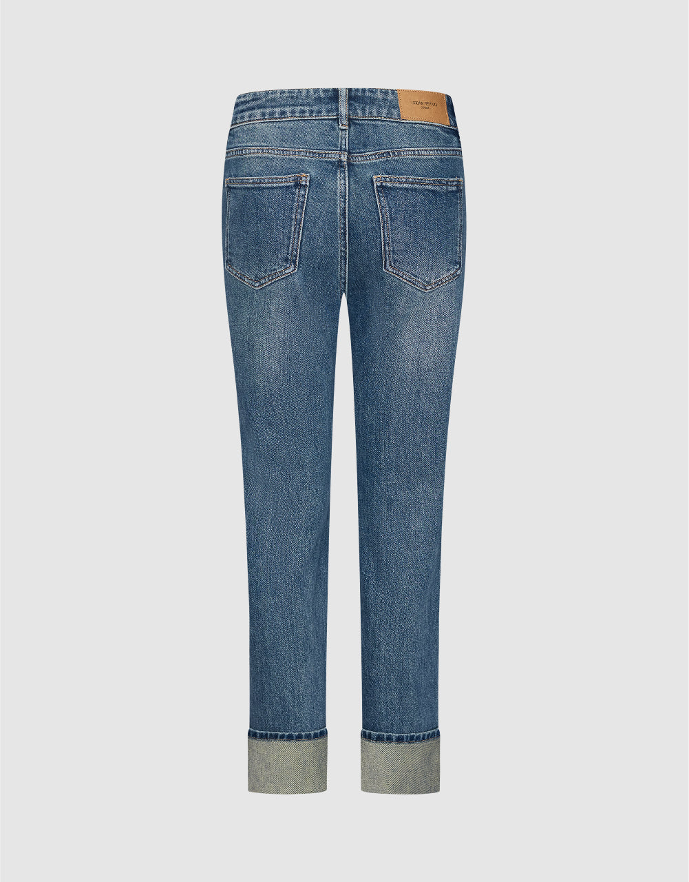 Rolled Up Hem Straight Jeans