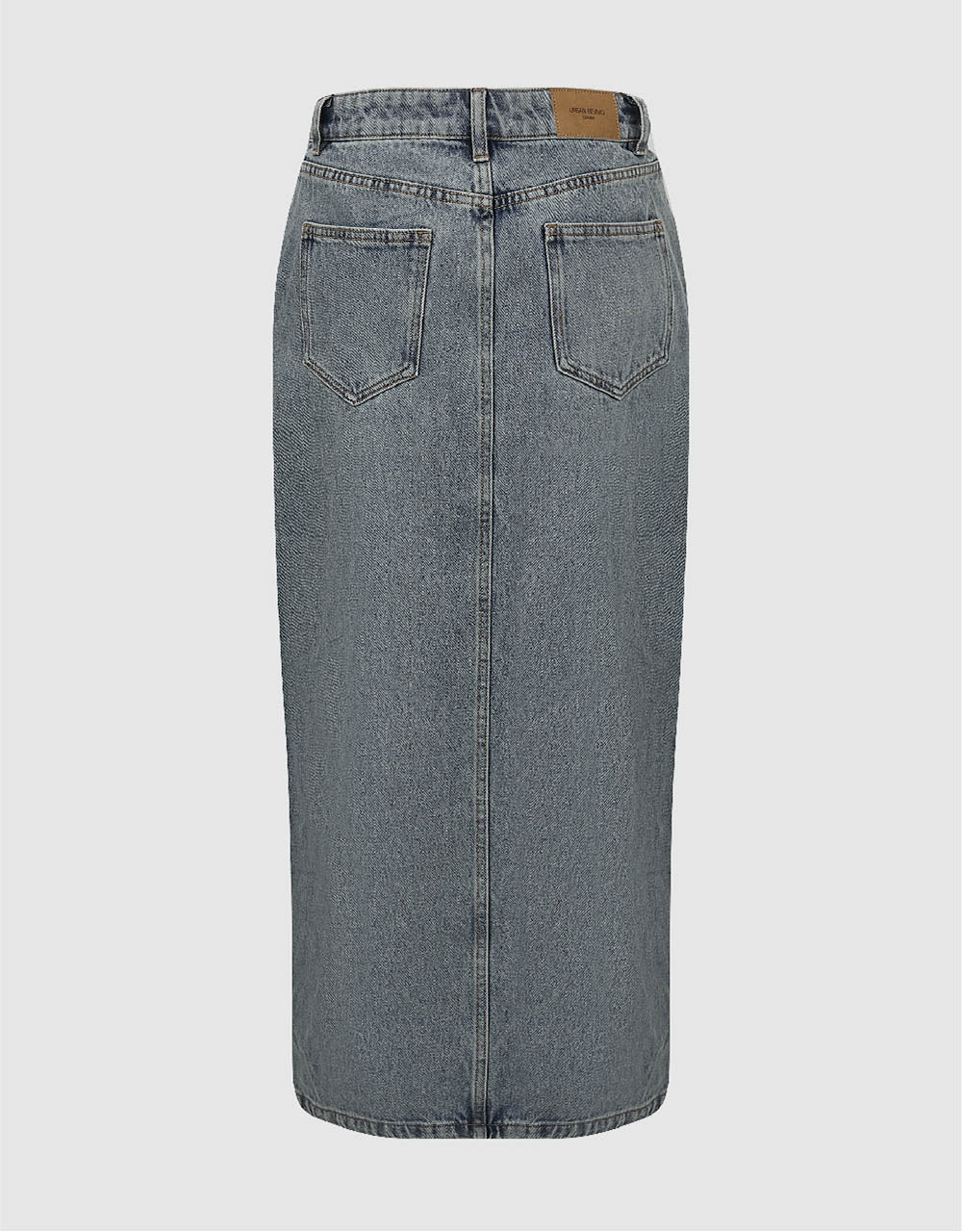 Split Hem Midi Straight Denim Skirt