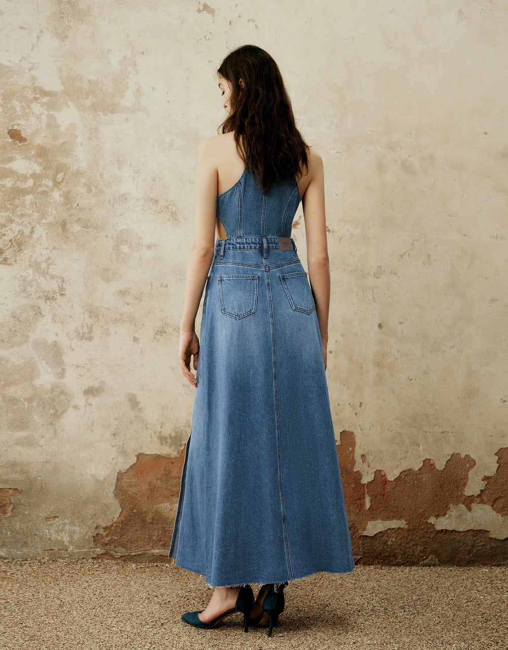 Sleeveless Cut-Out Denim Dress