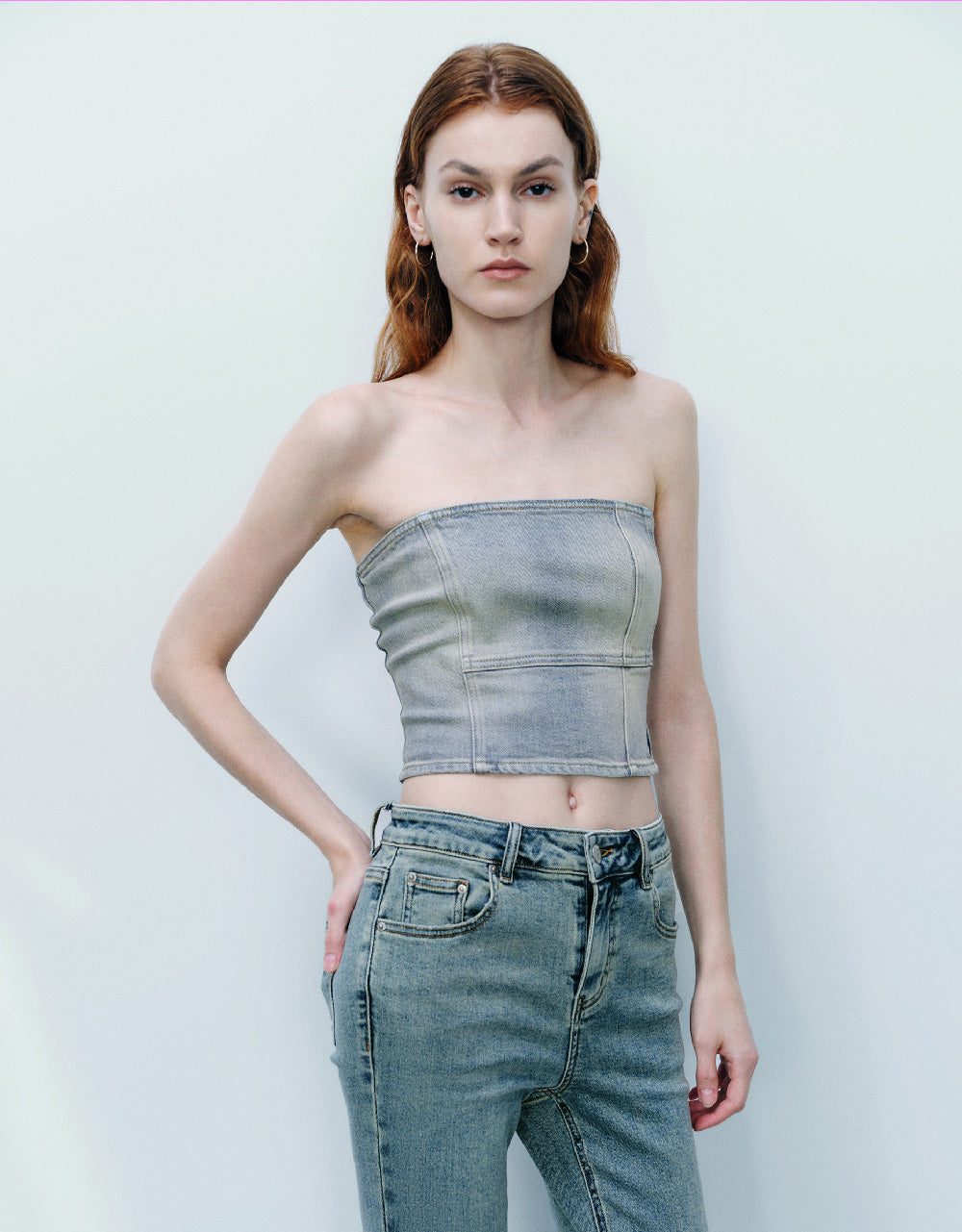 Off-Shoulder Denim Tube Top