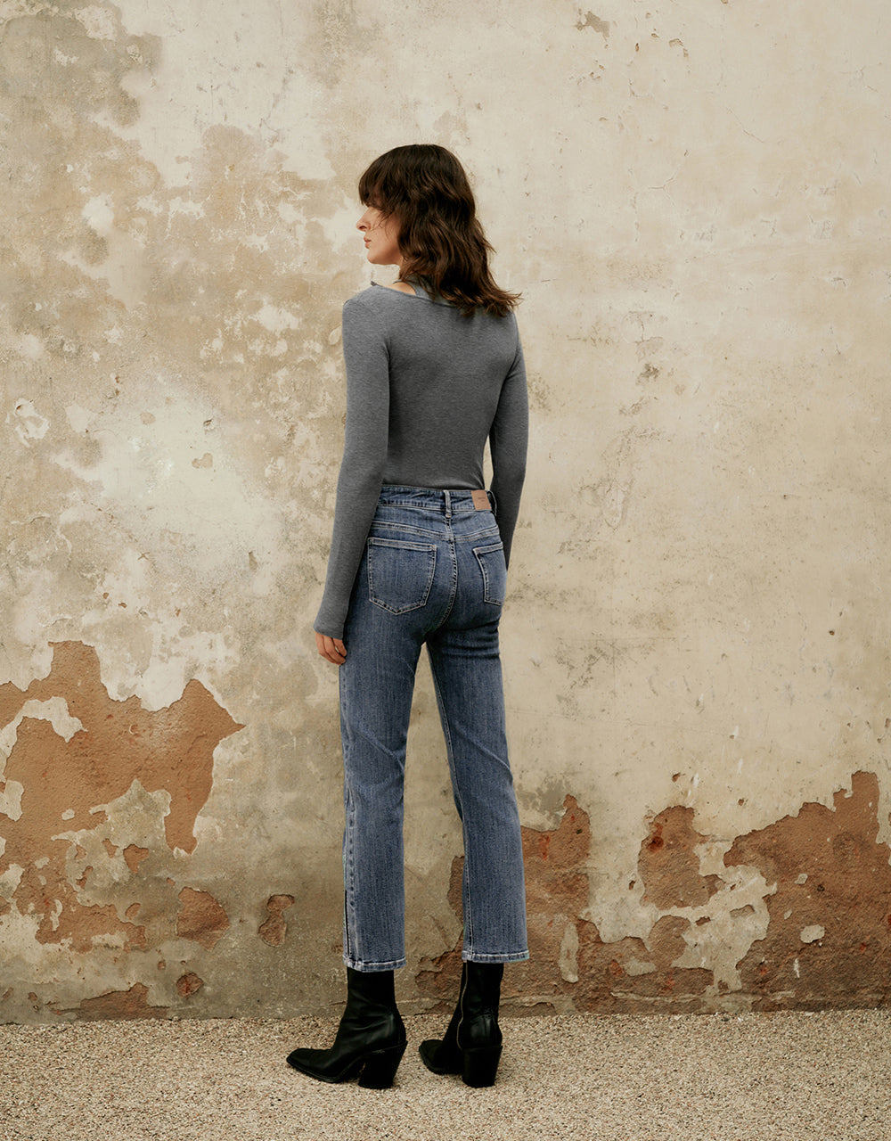 Split Hem Straight Jeans