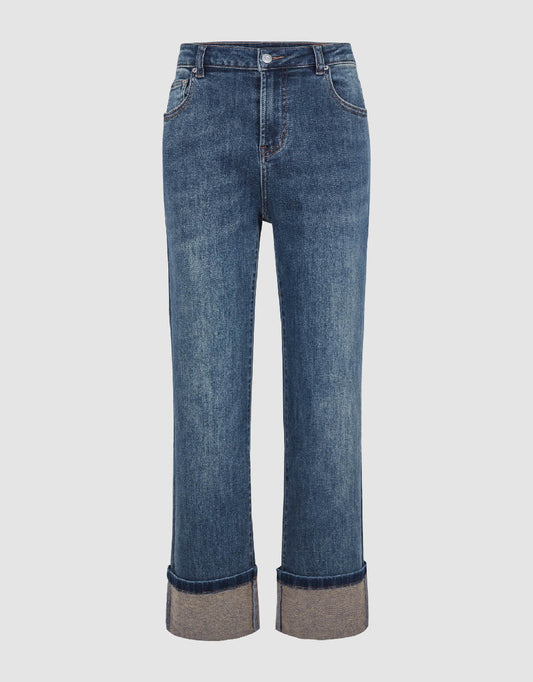 Rolled Up Hem Straight Jeans