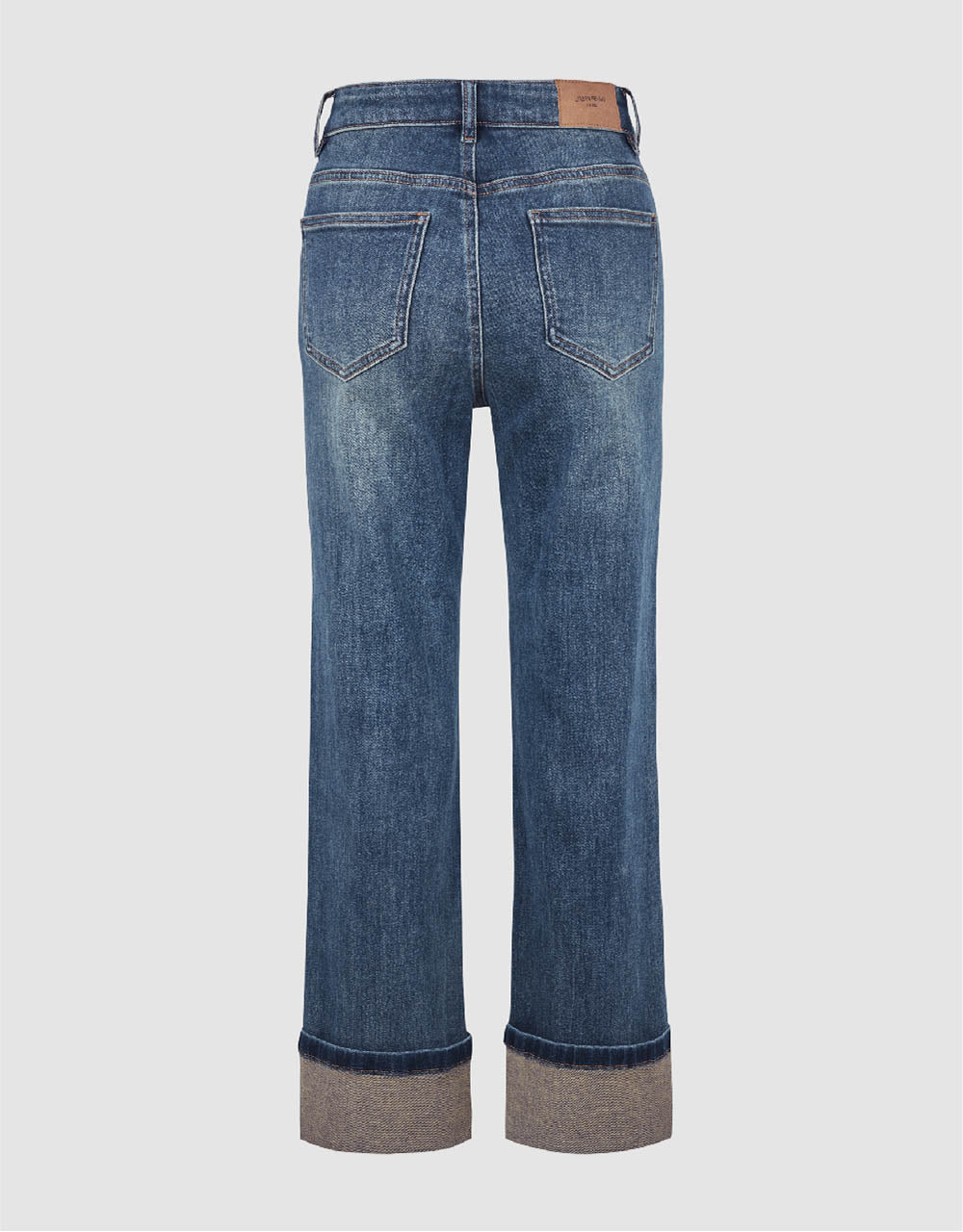 Rolled Up Hem Straight Jeans