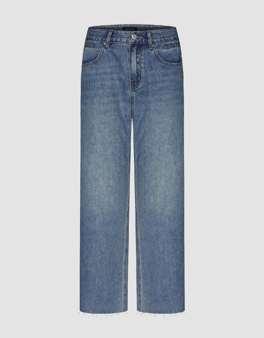 Raw Hem Straight Jeans