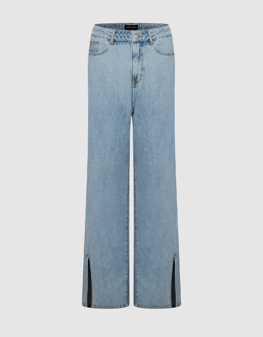 Split Hem Wide-Leg Jeans