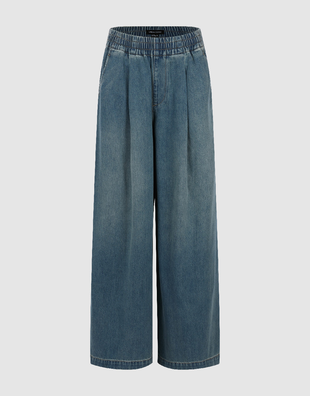 Elastic Waist Wide-Leg Jeans