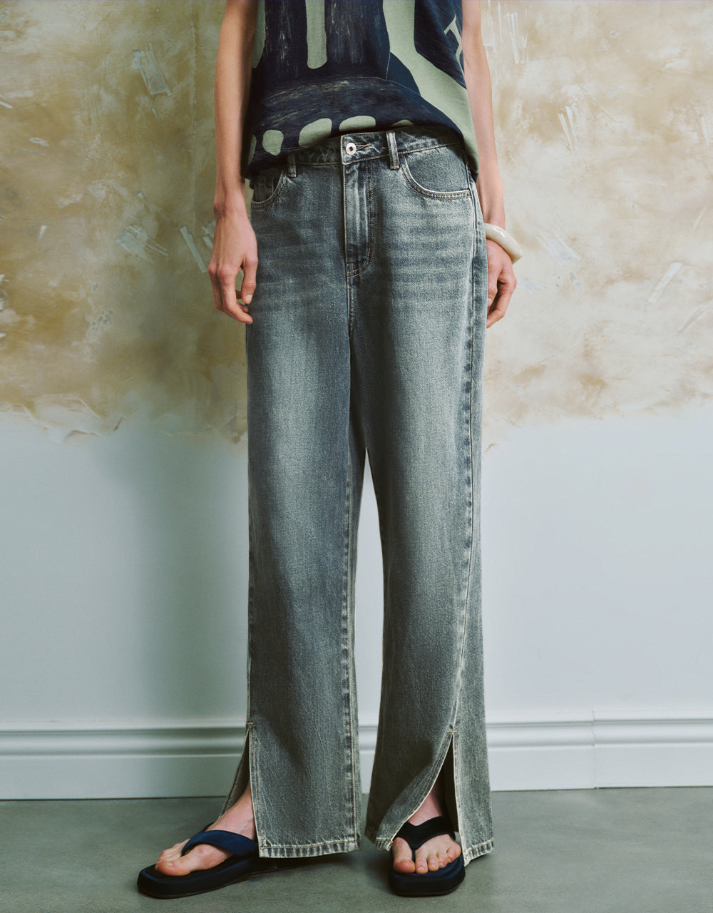 Split Hem Straight Jeans